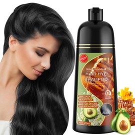 Hair Dye Shampoo 3 in 1 for Women & Men 100% Gray Hair Coverage - Herbal Ingredients Natural Plant Hair Color - Hair Dye in Minutes 500ML（Black）