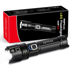 KEPEAK Flashlight, Rechargeable Flashlights High Lumens, Super Bright LED Flash Light, Powerful, Zoomable, Tactical Flashlight for Camping, Emergency