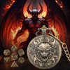 Mini DND Dice Set, with Steampunk Warlock Skull Pocket Watch