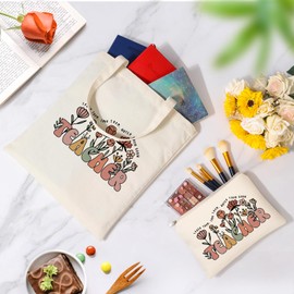 Teacher Gifts for Women, Teacher Appreciation Gifts Canvas Tote Bag with Comestic Bag, Christmas Gifts for Teachers, Thank You Teacher Gift from Student