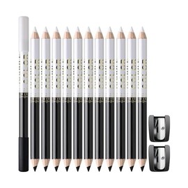 12Pcs Barber Pencil Set with Sharpener Dual End Black White Barber Chalk for Lineup Shaping Filling 2in1 Hairline Pencils Magic Beard Guide Pen for Edge Hair Design Trace Makeup Tool for Men