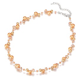 Short Beaded Turquoise Necklace For Women - Fashion Jewelry with Pearl and Crystal Bead, Birthday Gifts For Women, Glass, No Gemstone