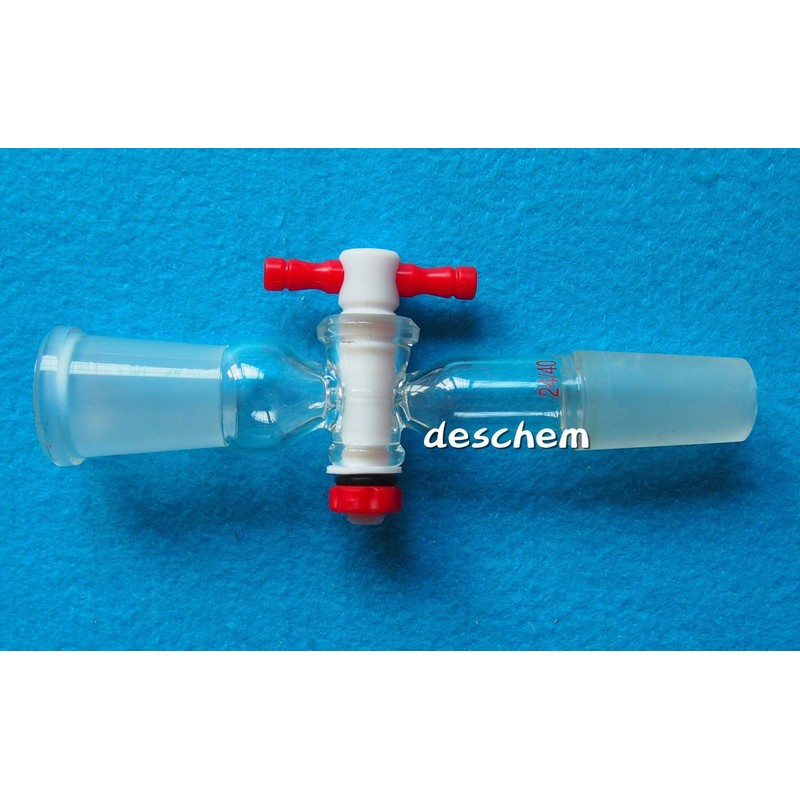 Deschem 24/40,Glass Adapter,with Ground Cone & Scock,PTFE Stopcock,Lab Valve
