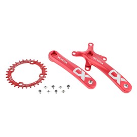 PETCHOR Square Taper Crankset MTB, Mountain Bike Single Speed Crankset, Bicycle Crank Arm Set 170mm 104BCD, 32T Chainring & Bolts, Red