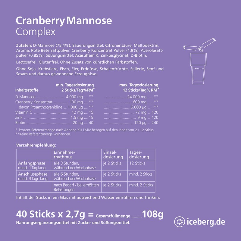 Cranberry Mannose Complex - D-Mannose Pulver hochdosiert + Cranberry +