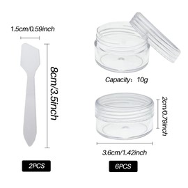 Small Travel Sample Pots with Lids 6Pcs 10ml Travel Jars for Toiletries and 2 Mini Spatulas Refillable Travel Cosmetic Containers for Creams Lotion Nail Art Glitter