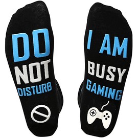 Do Not Disturb Gaming Socks, Funny Cotton Novelty Gamer Socks Gifts for Kids Teen Boys Mens Womens Game Lovers