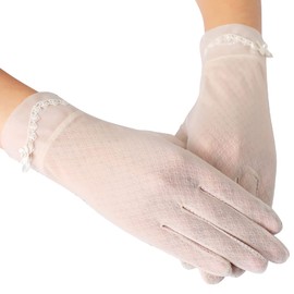 OTKARXUS Women's Sun Protection Gloves, 1 Pair Short Floral Lace Gloves, Non-Slip Driving Gloves, Summer Sun Protection, Touchscreen Gloves for Wedding, Evening, Party, Banquet, Outdoor, Cycling,