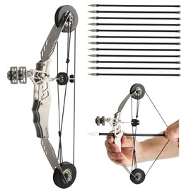 Mini Archery Bow Set Mini Compound Bow Mini Hunting Bow Metal Material Archery RH/LH for Hunting Shooting Practice Archery Fun Games (Style 3)