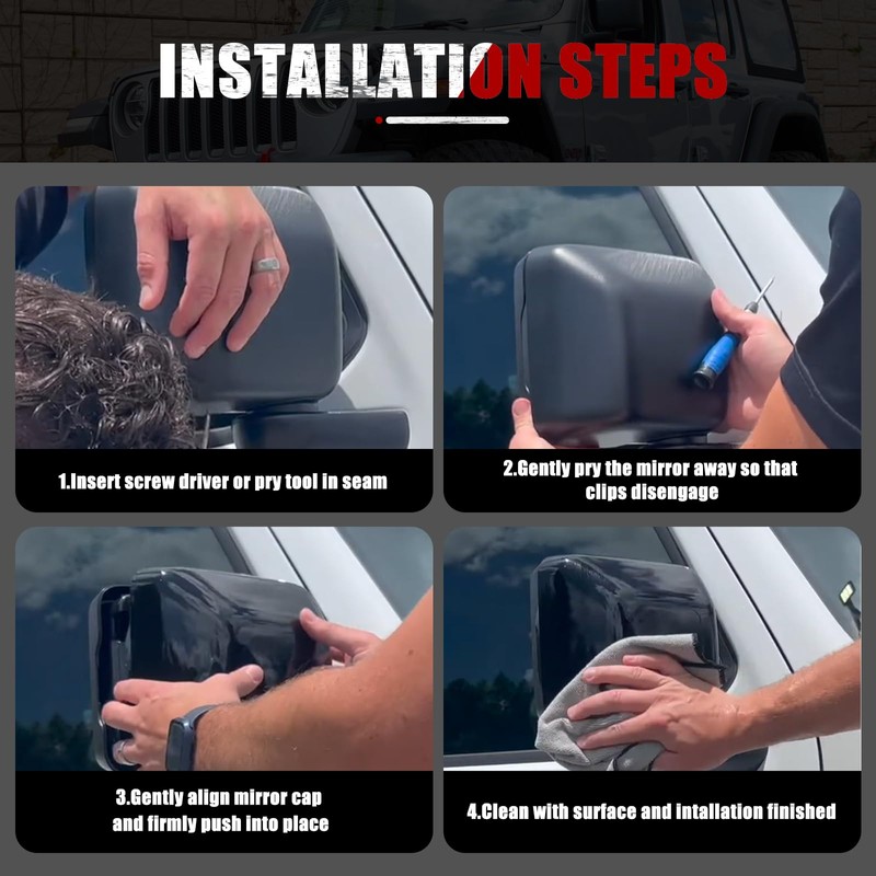 Carbon Fiber Direct Replacement Mirror Cover for 2018-2025 Jeep Wrangler