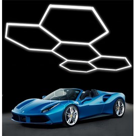 Wanzvisk Hexagon Led Lights for Garage，25 Pack 144W 17280LM，5 Hex Grid Super Bright Hexagon Garage Ceiling Light for Gym Shop Basement Car Detailing Hexcal Studio Lighting