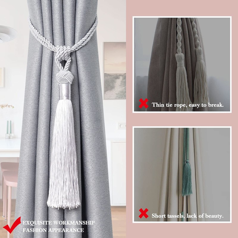 Pretty Jolly 2 Pack Long Tassel Curtain Tiebacks Handmade Braided