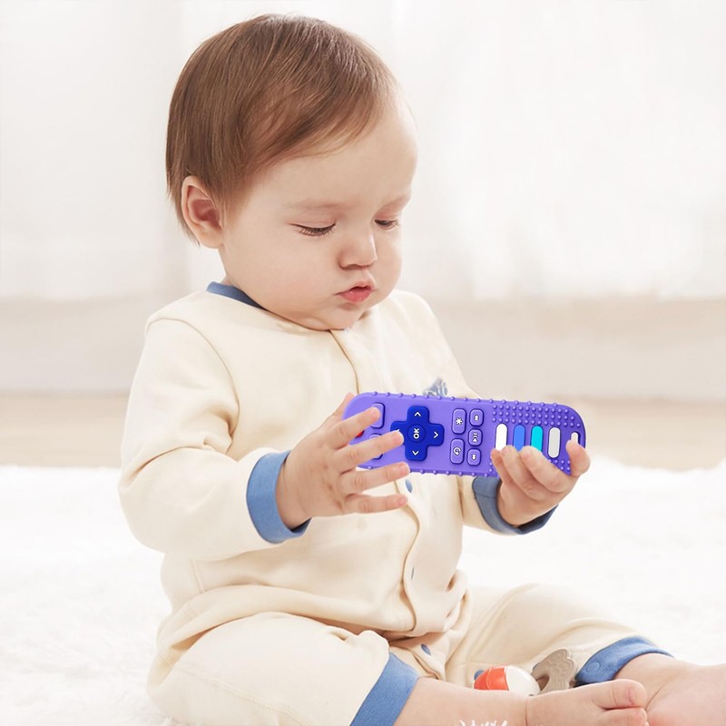 ERSIHUA 3Pcs Silicone Teething Toys, Remote Control Shape Teethers for