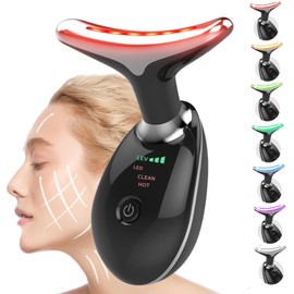Face and Neck Massager T𝗈𝗈I, 7 C𝗈I𝗈r Facial Massager for Face and Neck, Face 𝖲cuIpting Tool for S𝗄in Care - Black