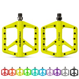 MotuTech Bicycle Pedals Mountain Bike Bicycle Pedals Nylon Non-Slip BMX Spinning Enlarged Surface Axles Chrome Molybdenum Steel Yellow