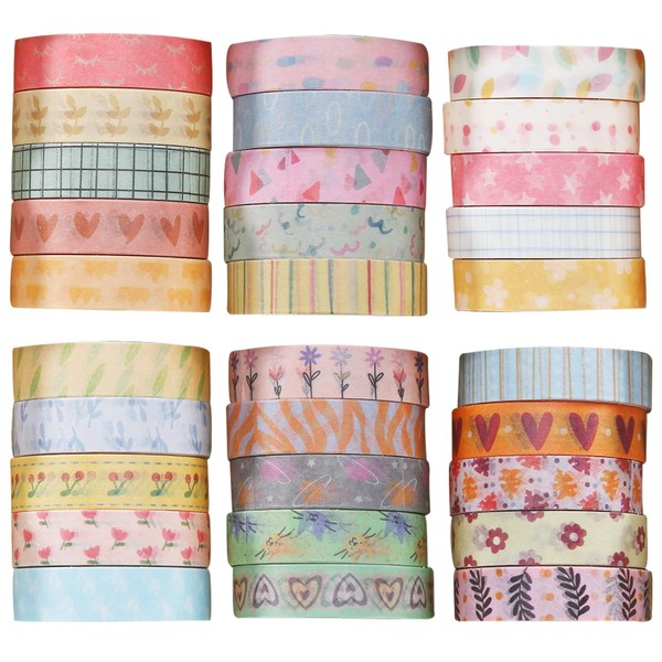 ZXTGBQ 30 Rolls Washi Tape Set, Masking Tape, Washi Tape