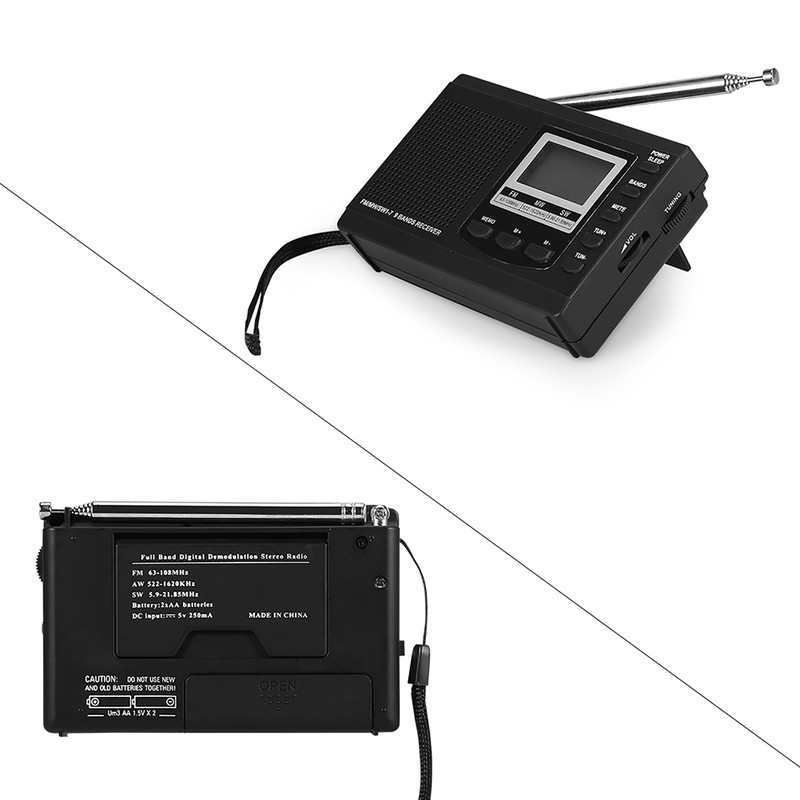 VBESTLIFE Portable Mini Radios FM/MW/SW Receiver w/ Digital Alarm Clock