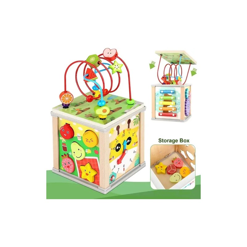 Cubo Actividades Montessori Educativo 7 En 1 Con Laberinto