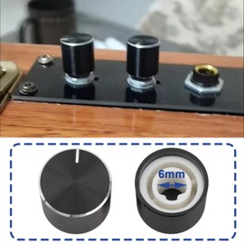 Create idea Pack of 10 13 mm x 15 mm Aluminium Potentiometer Knob, Rotary Knob, Volume Control, Suitable for 6 mm D Type Wave Potentiometer, Black