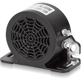 MIRKOO Backup Alarm 110dB 12V-80V DC Waterproof Industrial Heavy-Duty Backup Reverse Warning Alarm Super Loud Beeper for Truck Van Freight Car Lorry Heavy Vehicles (Self-Grounding Metal Sheet)