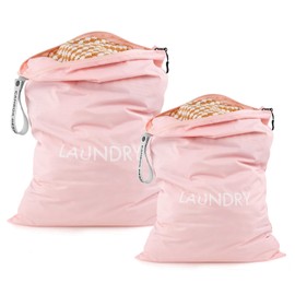 Asnews 2 Pack Laundry Bags, Travel Laundry Bag for Dirty Clothes, Swimming Yoga Bathing Suit Workout Washing Wet Dry Bag, Pink