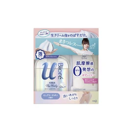 Bioré u The Body Foaming Body Soap, Pure Soap Scent for Clean Feel, Set with 18.3 fl oz (540 ml) Pump Bottle + Body Mittens for Foaming Washes, Creamy Foam Type with Highly Moisturizing Formula, Body Soap, 2-Piece Assortment