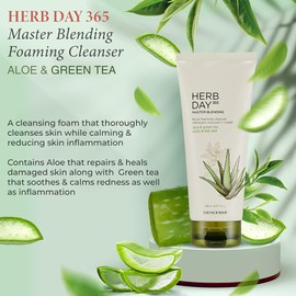 The Face Shop Herb Day 365 - Limpiador Facial Coreano Gel Espumoso Calmante y Refrescante con Aloe Vera y Té Verde Limpieza Suave e Hidratante para Todo Tipo de Piel K-Beauty 170 ml