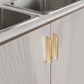 Guolich 2 Pcs Hole Centers 2.5 Inch(64mm) Kitchen Drawer Handle Door Cabinet Pulls Zinc Alloy Handle Modern Gold Brushed Brass Hardware for Wardrobe Bathroom Dresser