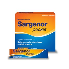 Sargenor Pocket, Integratore Alimentare Orosolubile con Arginina e Vitamina B12, Utile in Caso di Stanchezza Fisica e Mentale, 20 Bustine Monodose