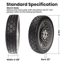 42710-VH7-010ZA Replacement Lawn Mower Rear Drive Wheels for 42710-VH7-000ZA - 9" Tires Assebmly Compatible with Honda HRR216 HRX217 Propelled Mower, 2 Pack