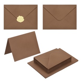 PATIKIL 20Pack Light Coffee 5x7 Envelopes with Cards, V Flap A7 Envelopes with Cardstock & Gold Stickers for Greeting Cards Wedding Greeting Birthday Invitations Letter Mailing