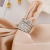 Square Statement Bridal Sets - Two Rings Cubic Zirconia CZ