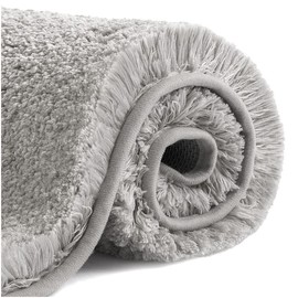 VANZAVANZU Bathroom Rugs Bath Mats for Bathroom Non Slip Ultra Soft Absorbant Bath Mats Microfiber Fluffy Thick Bathroom Rugs Machine Washable (24"x36", Light Gray)