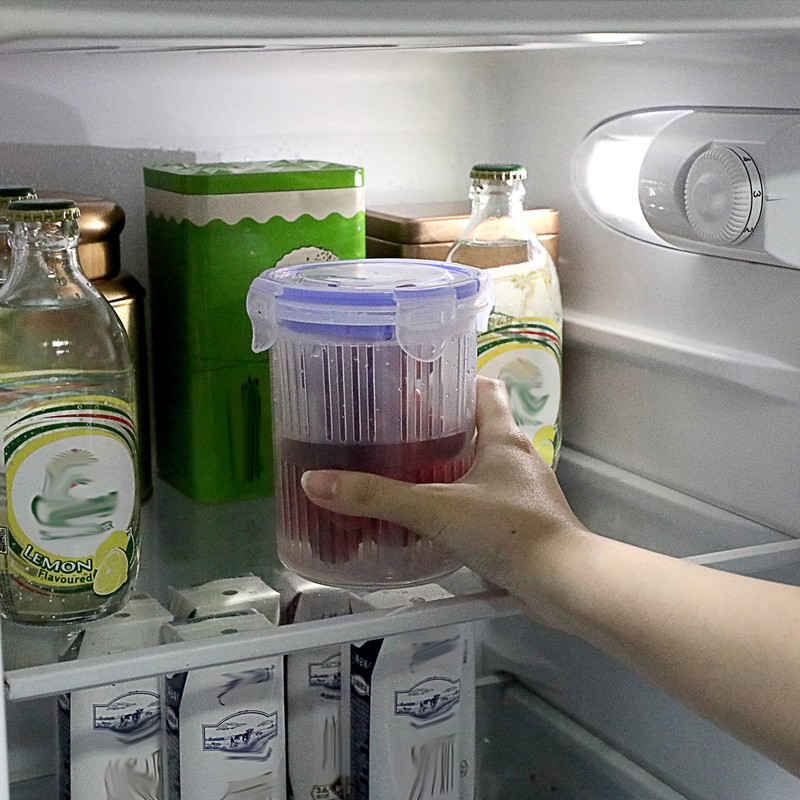 JUXYES Plastic Pickle Container Jar with Strainer Flip, Transparent Pickle