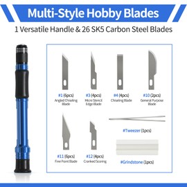 Precision Craft, Hobby, and Exacto Knife Set for Artistic, Scrapbooking, Stencil, Architectural Modeling, Woodworking, and Leatherworking projects - Perfect for Precision Cutting (29pcs)