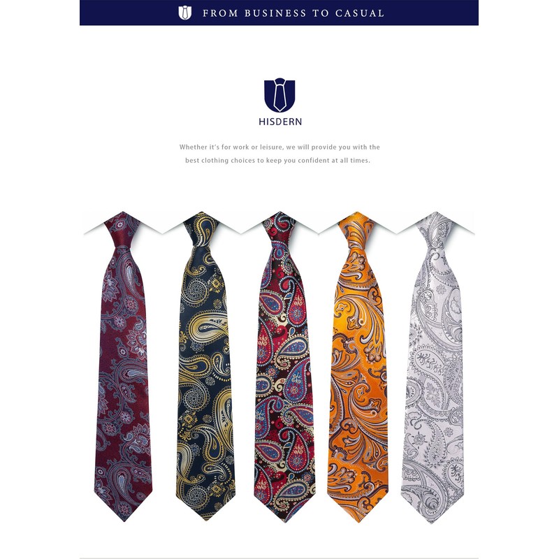 HISDERN TA5-01S Business Necktie, Square Set, 5 Pieces, Stylish, Gift
