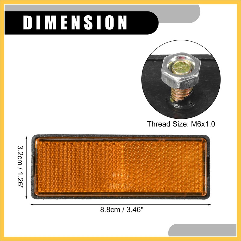 REPAIROCK 4pcs 3.46"x1.26" Universal Reflector - Rectangle Motorcycle Bike Safety