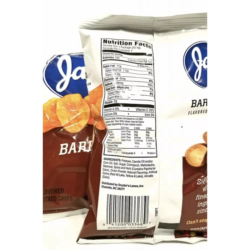 JAYS Batatas fritas JAYS BBQ sabor pacote com 10 1,25