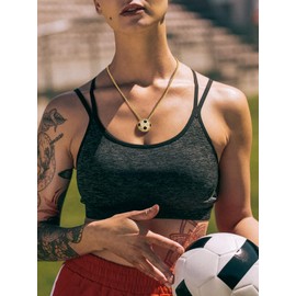 Richsteel 3D Soccer Football Necklace Lucky Charm Pendant, CZ 18K Gold Plated Stainless Steel Chain Jewelry Mens Womens Sports Jewelry