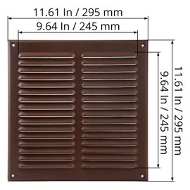ECOPRO VENT Square Ventilation Grille / 10" x 10" Inch Inside Measurement/Brown Metal Air Vent Louver - Inside/Outside use / 11.6" x 11.6" Inch Outer Measurement