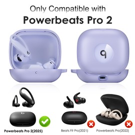 LDSXAY for Beats Powerbeats Pro 2 Case Cover, Shockproof Magnetic Case for Powerbeats Pro 2 2025 Wireless Earbuds, Magnetic Lock Lid Protective Cover with Cleaner Kit & Carabiner (Purple)