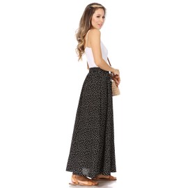 Maxi Skirts for Women Long Length Reg & Plus Skirts for Women & Teens, Trendy Summer Skirts for Women, Aline Flowy Elastic High Waisted Midi Womens Skirts Boho (XXX-Large, Black White Dots)