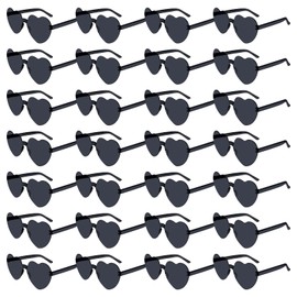 BOUBONI 14/28 Pack Heart Shaped Sunglasses for Women Rimless Heart Party Glasses Bulk Colored Love Sunglasses for Party (28, Black)
