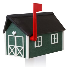 Peaceful Classics Poly Mailbox- Durable, Weather-Resistant Amish Craftsman Mailboxes for Outside Uses Like Front Yard and Road Side- Long-Lasting, Decorative, Modern Mailbox (Green with White Trim).