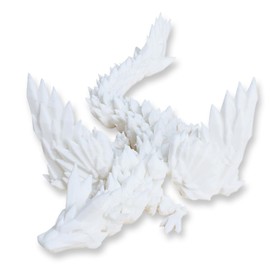 KEQAR 3D Printed Dragon Miniature Toy Home Office Decoration Mysterious Dragon Design (White)