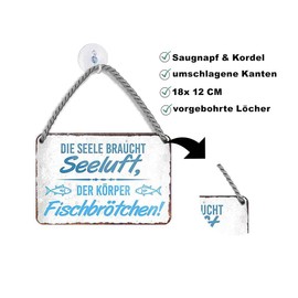 schilderkreis24 Metal Signs Collection 18 x 12 cm - North Sea, Baltic Sea & Sea: Decoration & Gift Ideas with Maritime Sayings (Sea Air Fish Rolls)