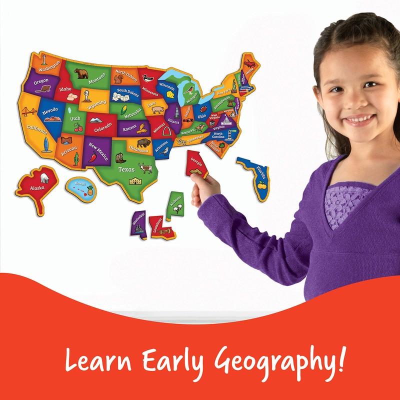 Learning Resources Magnetic U.S. Map Puzzle - Educational Map of