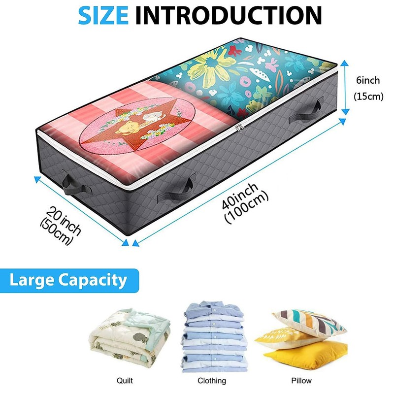 2-Pack 90L Underbed Storage Bags,H HOME-MART Under Bed Shoe Storage