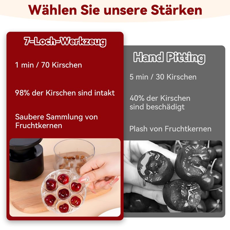 Cherry Pitter Manual Cherry Pitter with Collector Push Down Mechanism