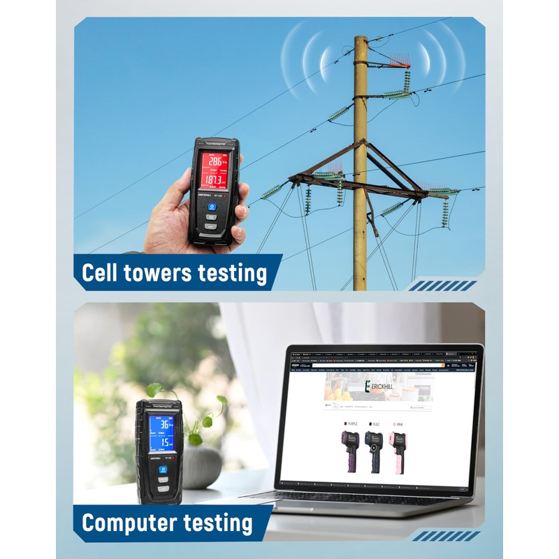ERICKHILL EMF Meter, Detects Electric and Magnetic Fields, Handheld Digital